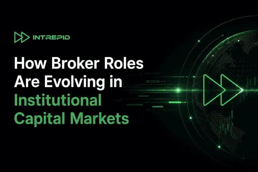Tech-inspired graphic showing the evolution of broker roles into capital advisors in institutional capital markets